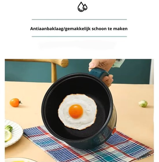 MakkelijkMooi Dubbele Hot Pot 1.8 ltr - Soeppan - Multicooker - Electrische Kookpan - Stoompan - Hotpot - Camping Kookpan - Groen — afbeelding 2