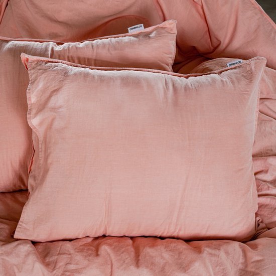 Saphira HERITAGE Stonewashed Dekbedovertrek - Roze - 100% Katoen - 200x200/220 cm - Tweepersoons - Inclusief 2 Kussenslopen 60x70 cm - Luxe Afwerking van Merkloos — afbeelding 3