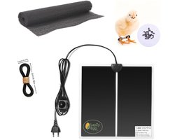 LayZyEgg® Warmtemat incl. antislipmat – 14W 28×28 cm – incl. 4 spreidpoot-elastiekjes - Dimmer/temperatuurregelaar – Kuikens, vogels, reptielen & amfibieën – Kuiken Spreidpoot Correctie 24-48u