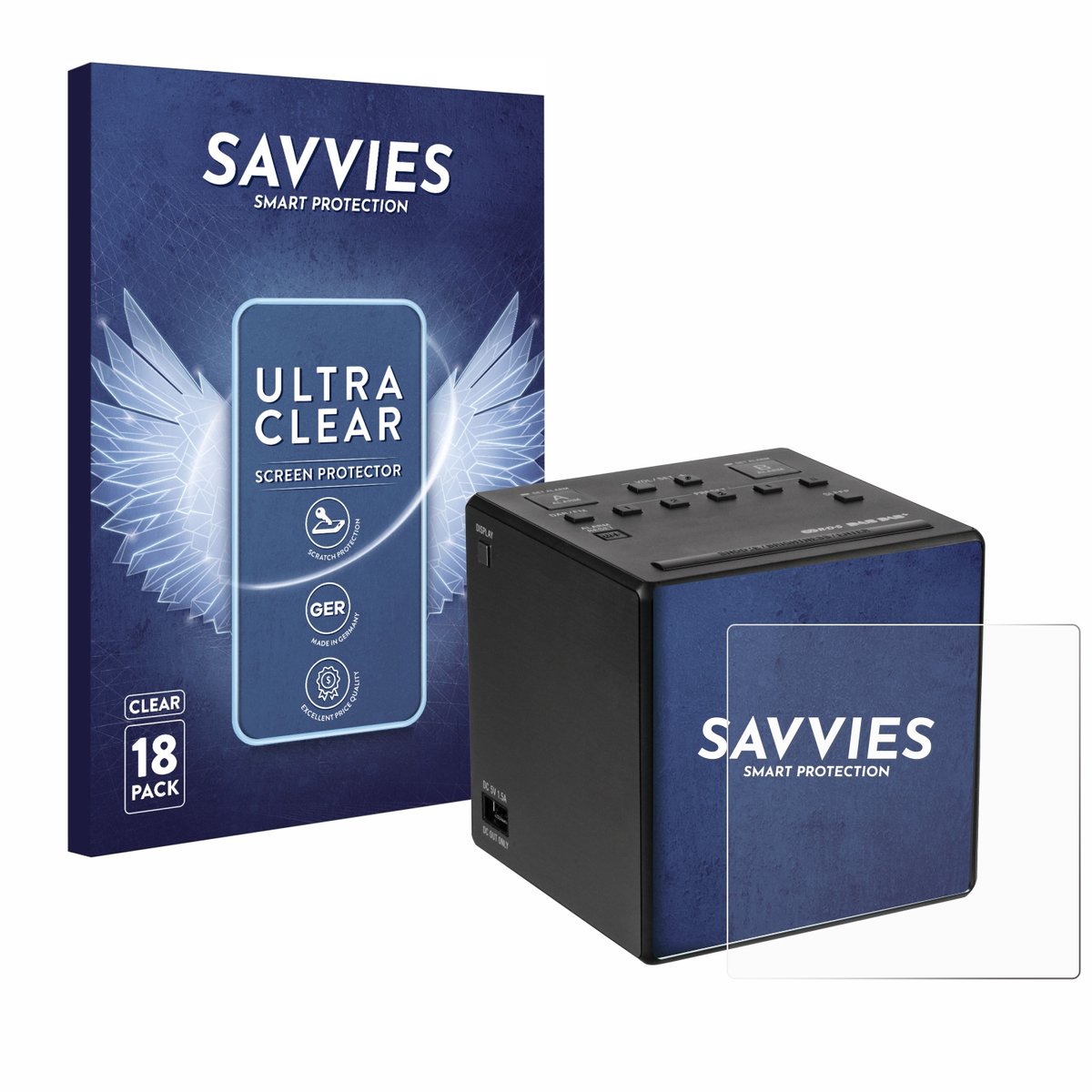 Savvies - Screenprotector voor Sony XDR-C1DBP - Folie Beschermfolie transparant 18 Stuks