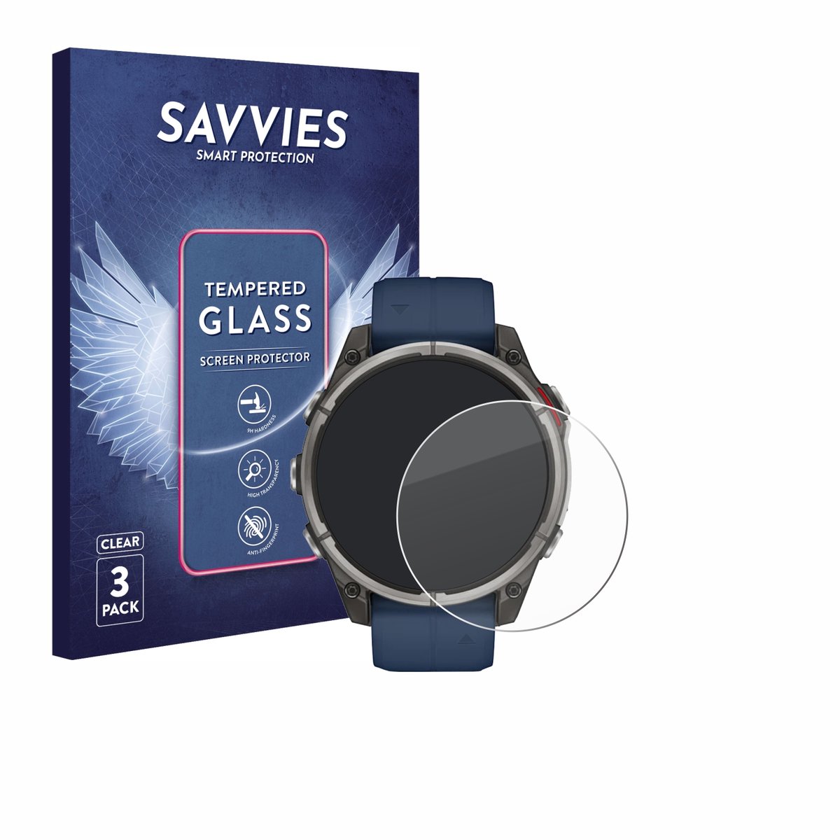 Savvies - Glas Screenprotector voor Garmin quatix 8 (47 mm) - Gehard Beschermglas 9H 3 Stuks