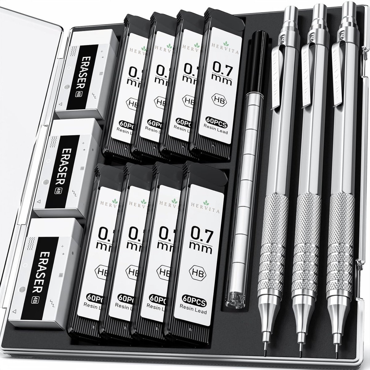 Vulpotloden Set 0.7MM - Volledig Metalen Behuizing - Compleet Luxe Set - Vulpotlood 0 7 mm Vullingen - Mechanisch Potlood - Mechanical Pencil