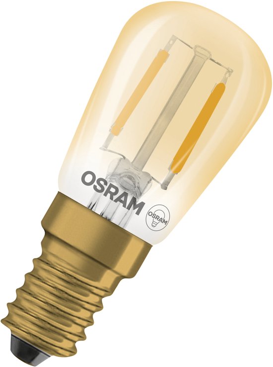 Foto: Osram vintage 1906 led special shapes led e14 tubular amber 1 6w 50lm 824 zeer warm wit vervangt 15w