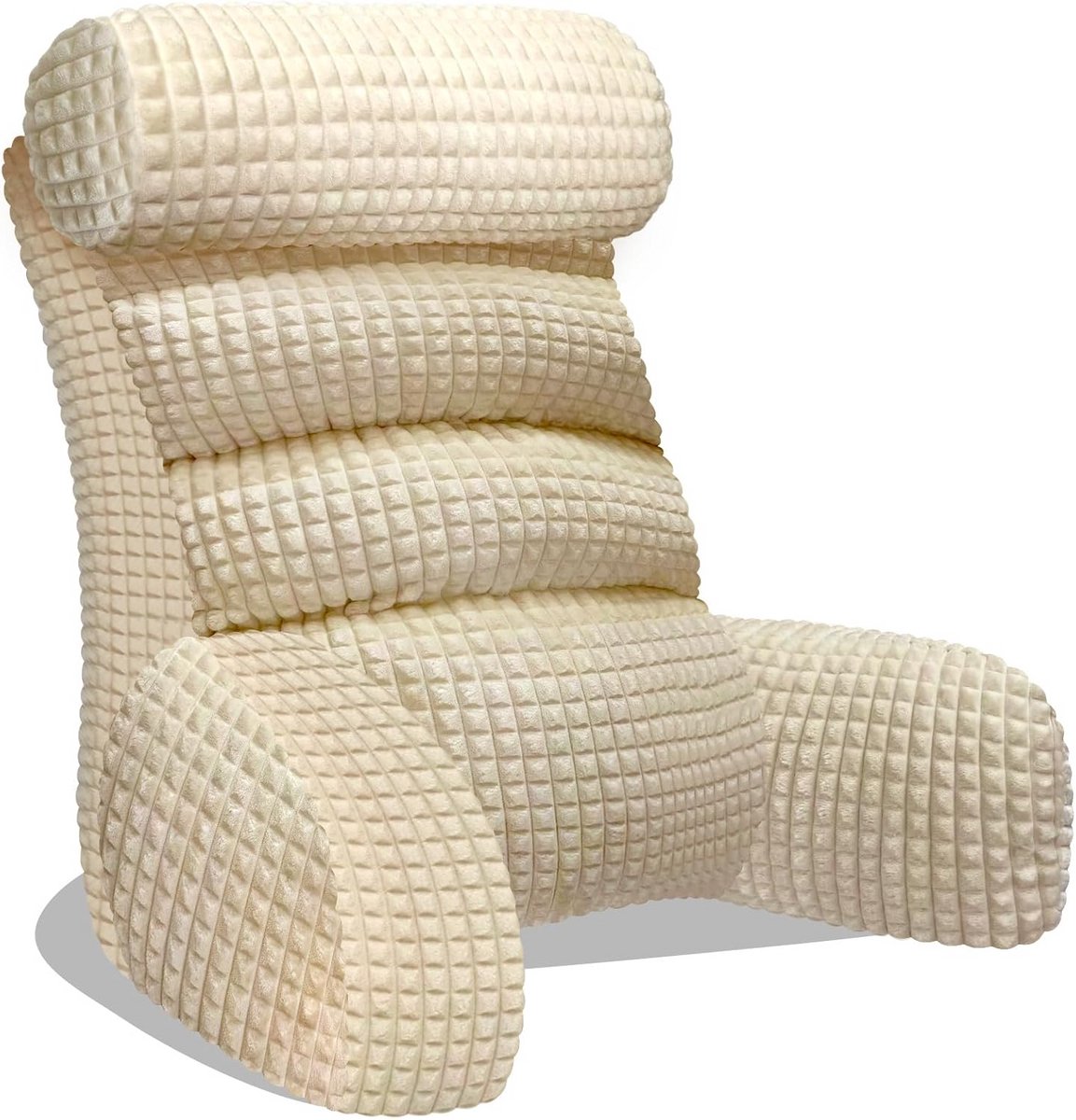 Leeskussen met Armsteunen - Bedkussen Rugsteun - Ontspannen in Bed - Verstelbare Vulling - 77 x 30 cm - Abrikoos Beige