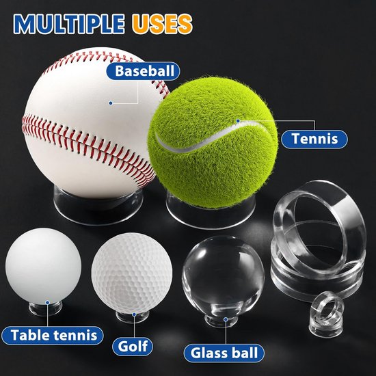 100x Kleine Ronde Bolhouders Transparant Acryl Display Standaard voor Honkballen, Golfballen & Kristallen Bollen — afbeelding 2