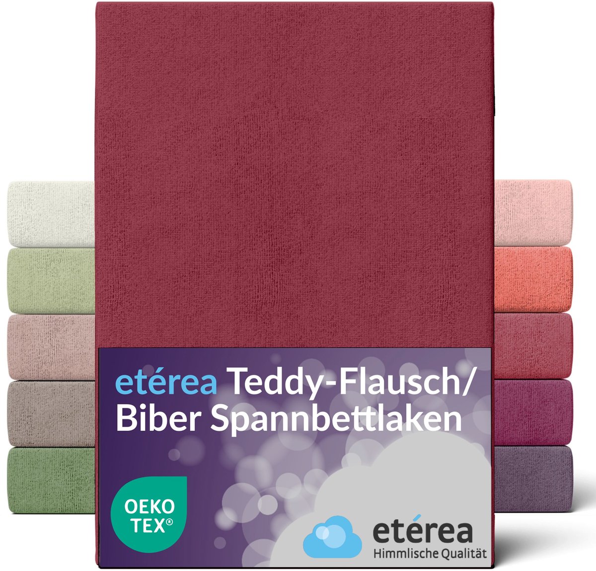 etérea Teddy pluizig Hoeslaken 140x200 - 160x200 cm - 80% Katoen 20% Polyester - Rood