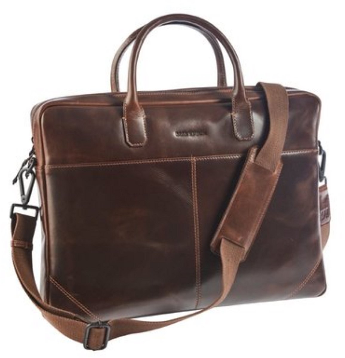 Maverick Lederen Business Tas 17"-slim Bruin TO 31303
