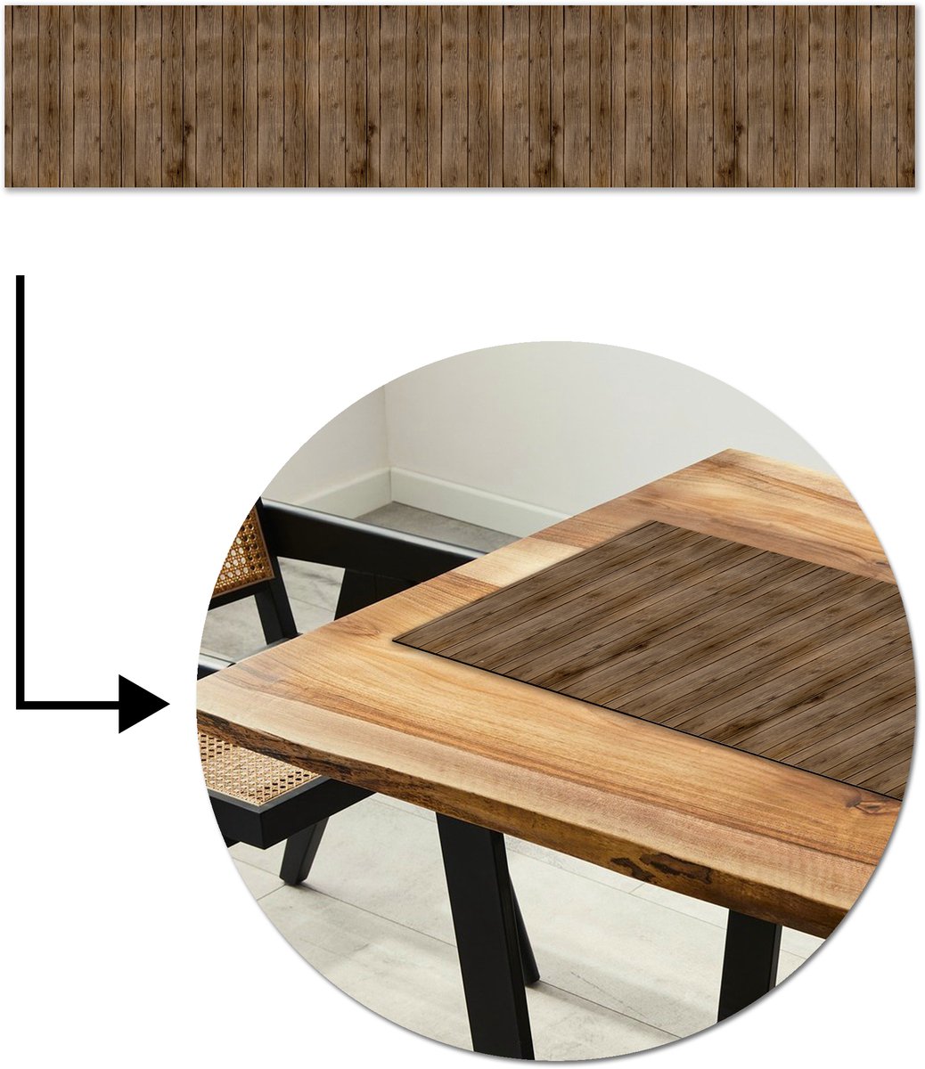 Tafelloper 200x40 cm - Tafelmat vinyl Hout - Natuur - Patronen - Tafeldecoratie - Tafelversiering - Keuken decoratie - Tafel versiering
