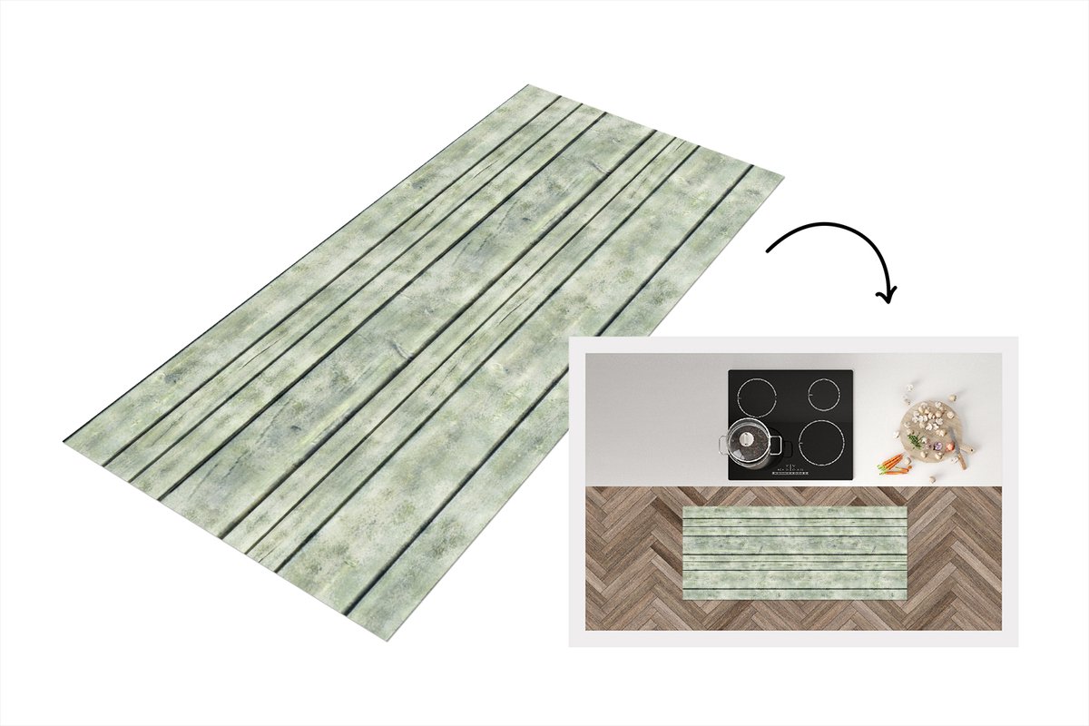 KitchenYeah Keukenloper 120x50 cm - Keukenmat vinyl Vintage - Hout - Patronen - Plank - Keukenmatten loper - Keuken vloerkleed tapijt Planken - Vintage