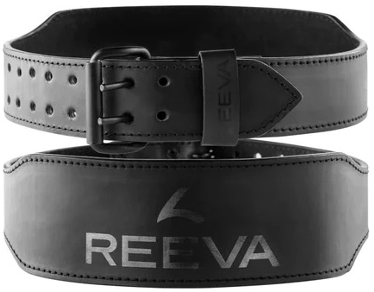 Reeva Lifting Belt met Dubbele Gesp - Maat S - 6 mm - Zwart Leren Gewichthefriem met 6mm dikte