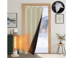 MUPOO Isolerend Verduisterend Gordijnen Kant en Klaar met Ringen 405gsm 110x203 cm - Verduisterend Thermisch Waterdicht & Winddicht - Blackout Overgordijnen voor Trappengat,Voordeur&Achterdeur -Beige-1 stuk