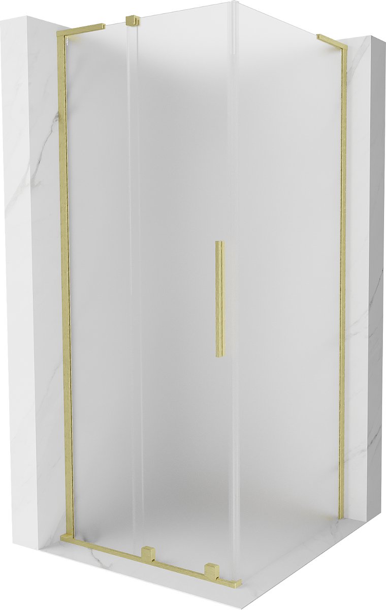 Mexen Velar L schuifdouchecabine 110 x 110 , matglas, geborsteld goud - 871-110-110-33-55