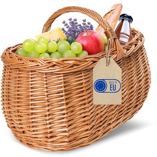 Creative Home Grote Rieten Mand met Handvat | 45x32x34cm | Picknickmand Planten Decoratie | Handgemaakt