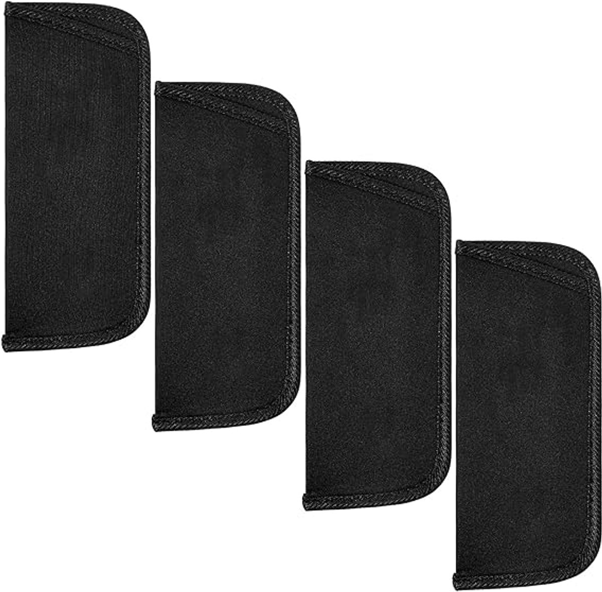 Famanu – Set van 4 zachte brillenkokers – Stoffen slip-in etuis met opbergvak – Zwart