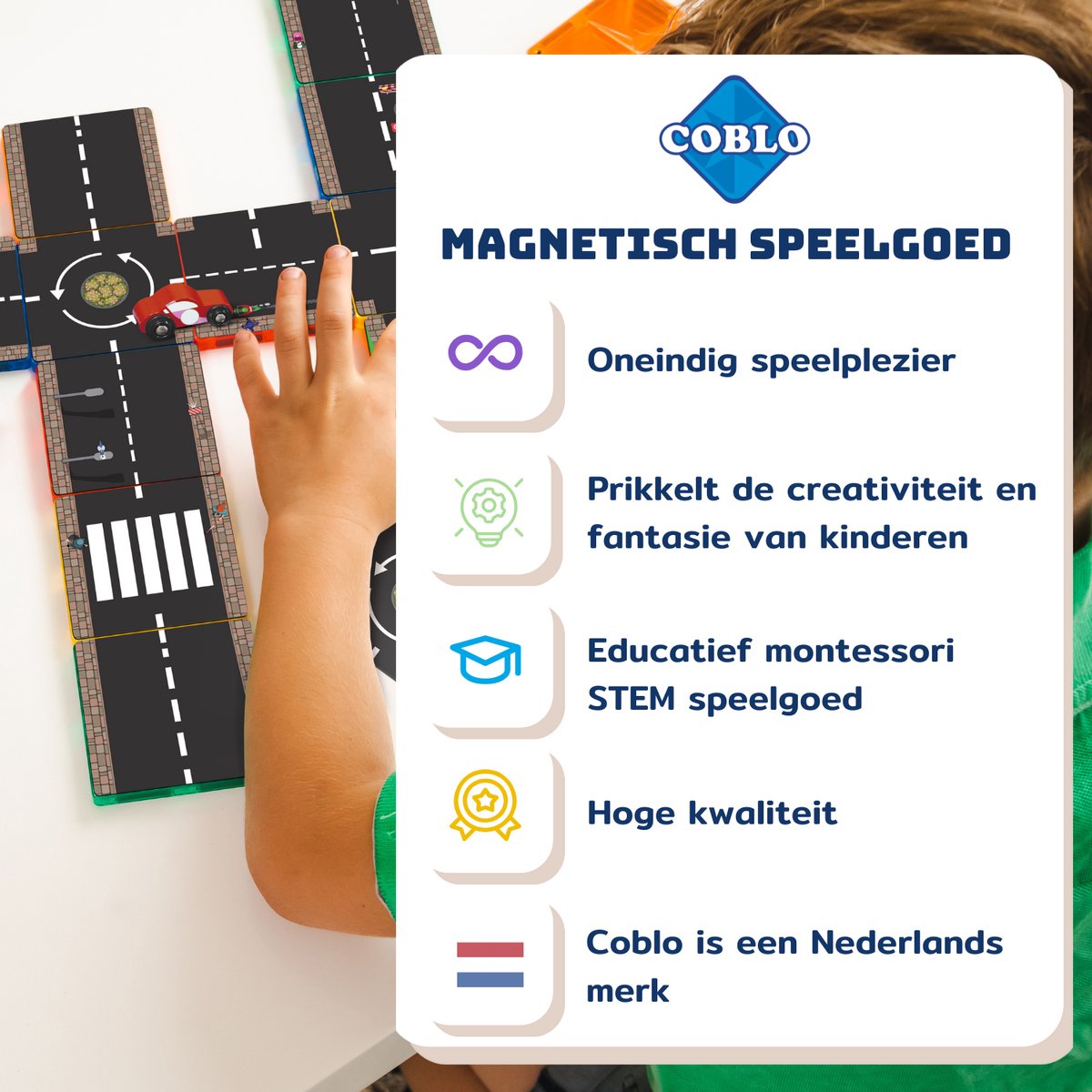 Coblo Magneet Toppers Wegen 60 stuks - Magnetische Wegen - Magnetisch speelgoed - Educatief speelgoed - Cadeau kind - Speelgoed 3 jaar t/m 12 jaar — afbeelding 3