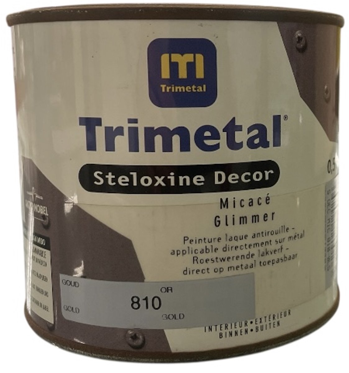 Trimetal Steloxine Deor Glimmer - Solventgedragen roestwerende laklaag op metaal - 0.50 L - Kleur Goud