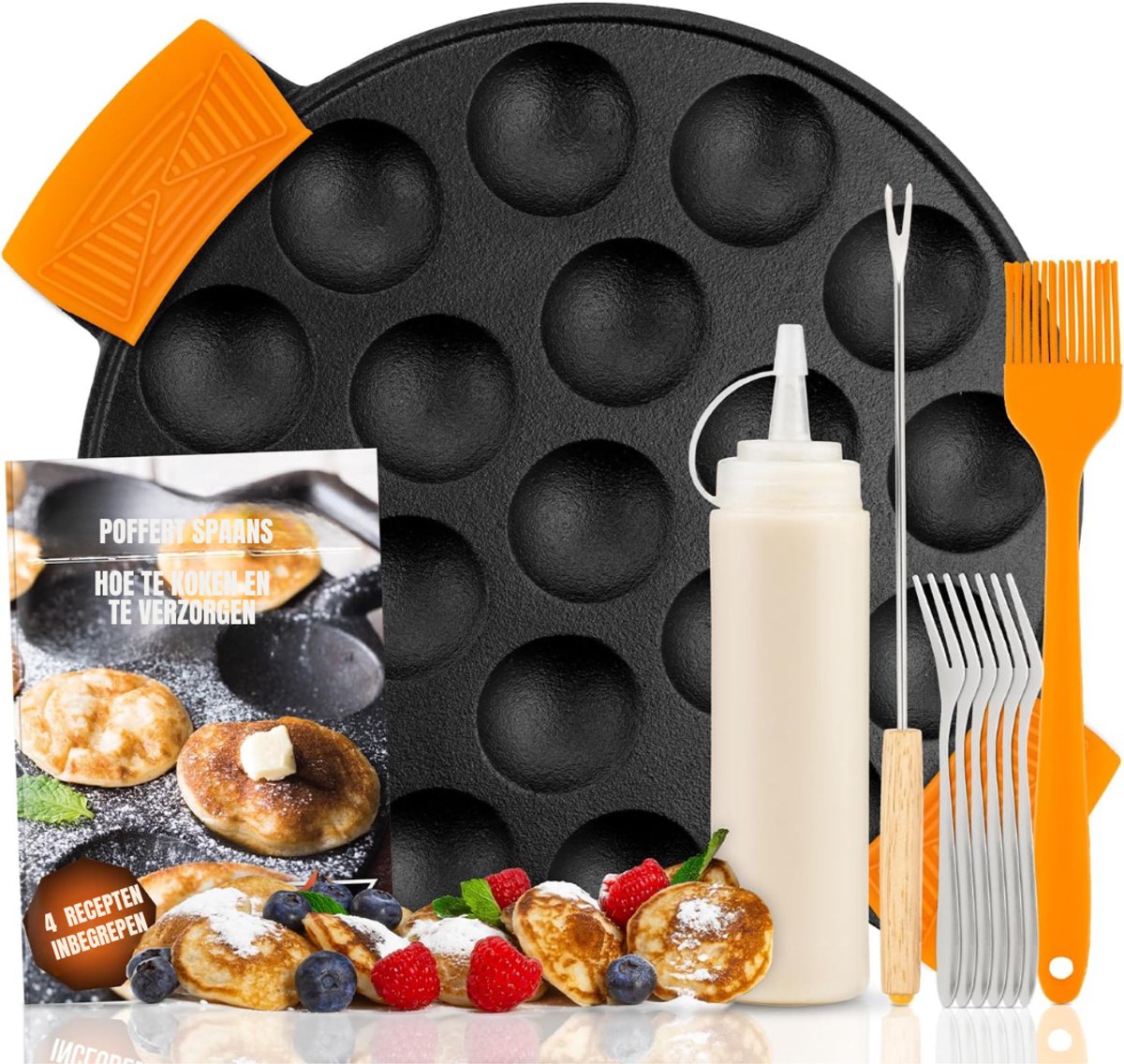 Aurixi® Poffertjespan Electrisch - Tosti Apparaat - Poffertjespan - Zwart - 25cm x 24cm x 5cm; 2.41 kg
