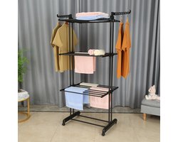 Kleding droogrek – Inklapbaar & Verstelbaar Wasrek met Wieltjes – Groot Droogoppervlak – Binnen & Buiten - Droogtoren.