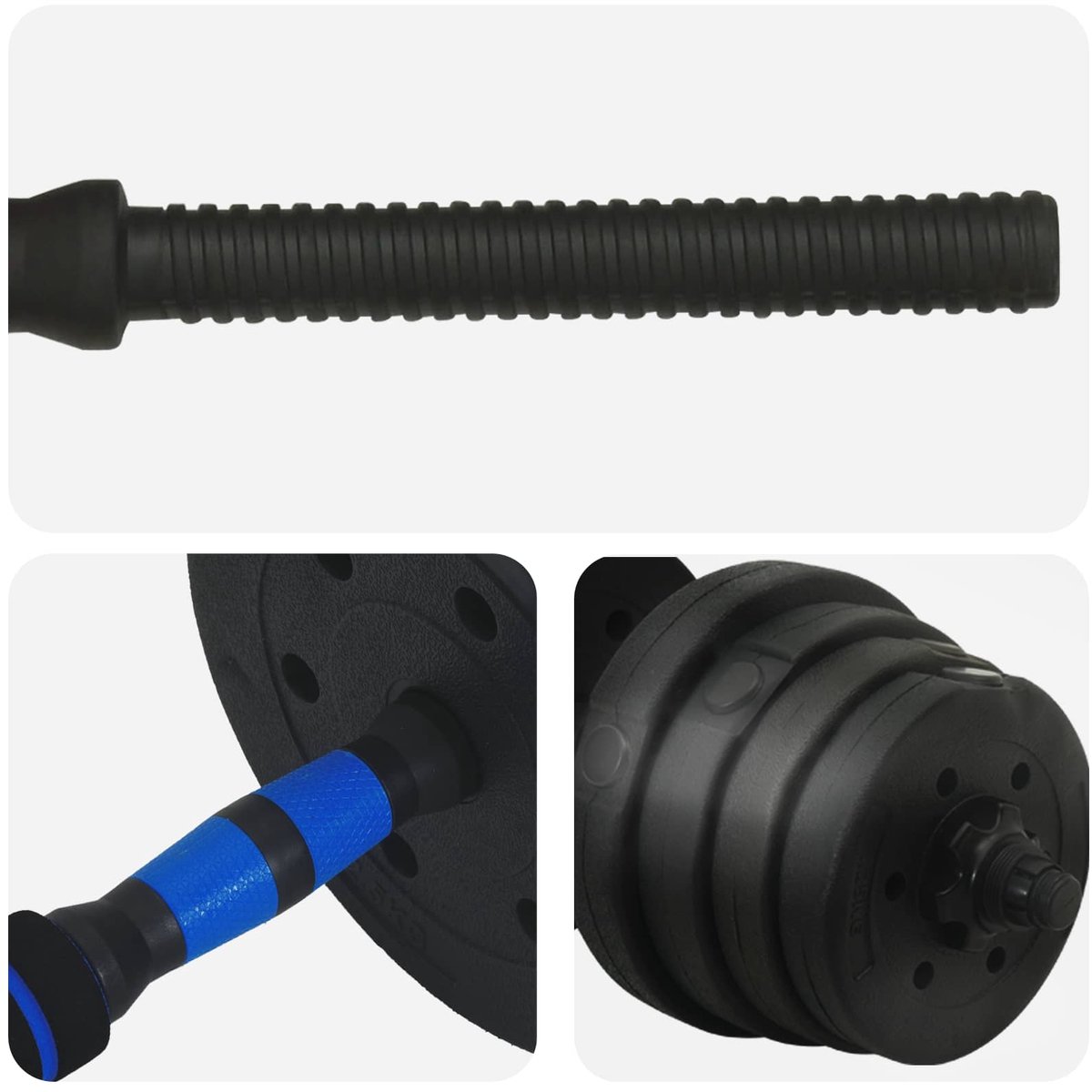 vidaXL - 2-in-1 - Dumbbell - Barbell - Set - 30 - kg - Zwart - en - Blauw – foto 4