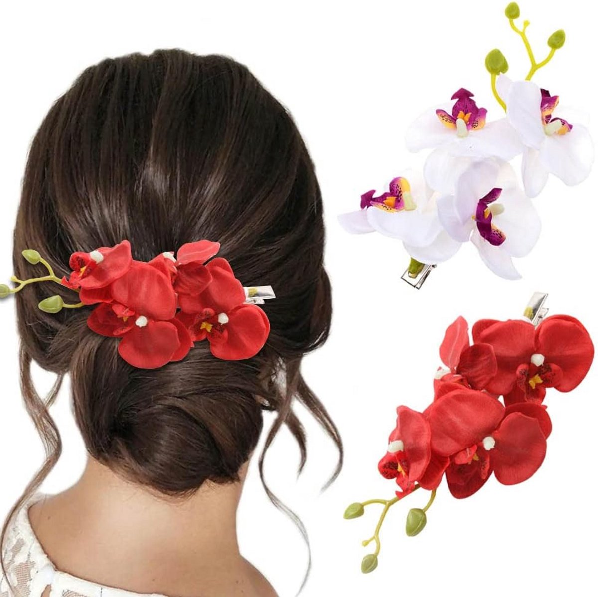 Kunstbloem Haarspeldjes Orchidee Clip Set Hawaii Strand Feest Accessoire