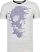 Skull Glitter - Zomer T shirt Heren - 6338W - Wit