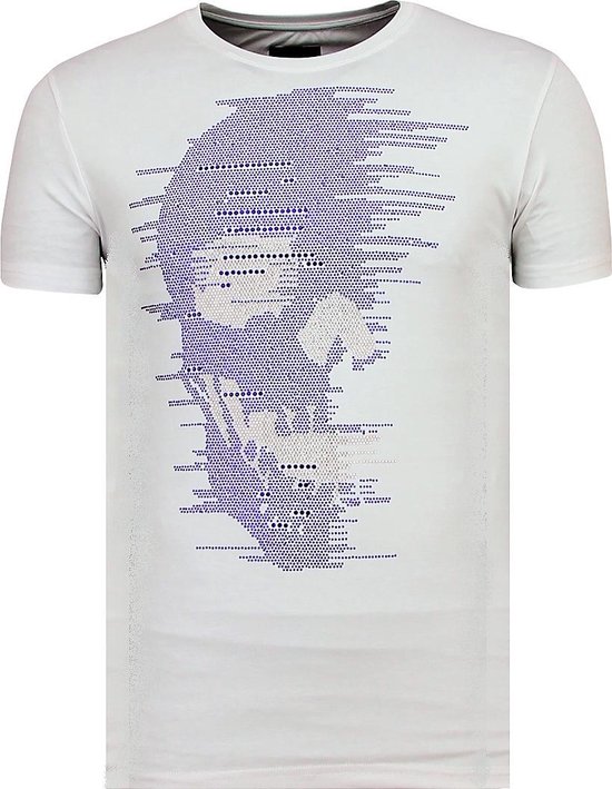 Local Fanatic Skull Glitter - T-shirt d'été pour homme - 6338W - White Skull Glitter - T-shirt pour homme - 6338Z - T-shirt pour homme noir Taille XXL