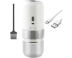 Elektrische Koffiemolen Koffiebonen Maler met één druk op de knop, Draagbare Keramische Koffiemolen, Instelbare Maalgraden, Oplaadbare Mini Koffiemolen voor Bonen Noten Granen, 25g Capaciteit wit