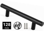 MSQDESIGN- RVS T greep - Handgrepen zwart RVS - Handgreep 200mm - Hartafstand 128mm - Handgrepen kast - Meubelgrepen - Keukengreep zwart - Kastgrepen - Handgrepen keukenkastjes - Handgrepen voor deurtjes - Deurgreep -ladegreep-incl schroeven