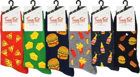 Funny Feet Chaussettes - 6 paires - homme taille 39-42 - 80% coton - sans couture - Happy animal Socks