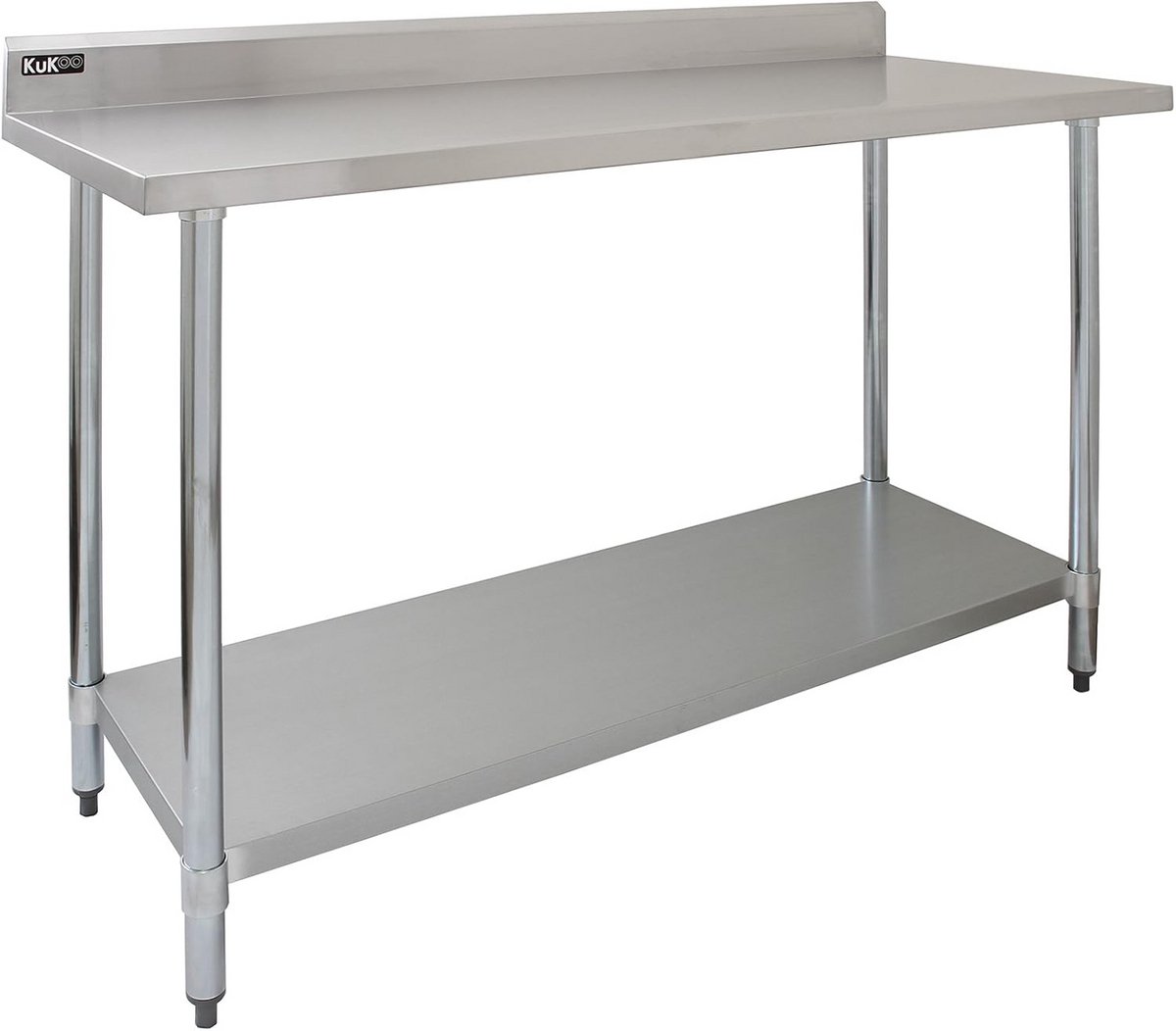 RVS Werktafel Horeca met Onderplank en Opstaande Rand 150 cm