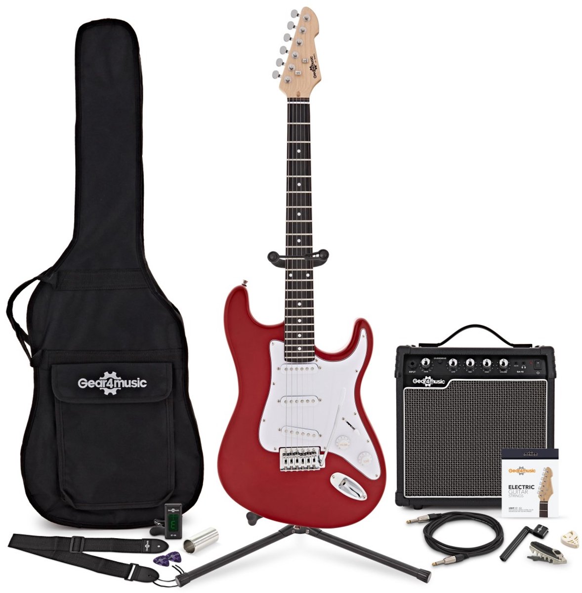 LA Elektrische Gitaar, Rood, 15W Versterker & Accessoirepakket
