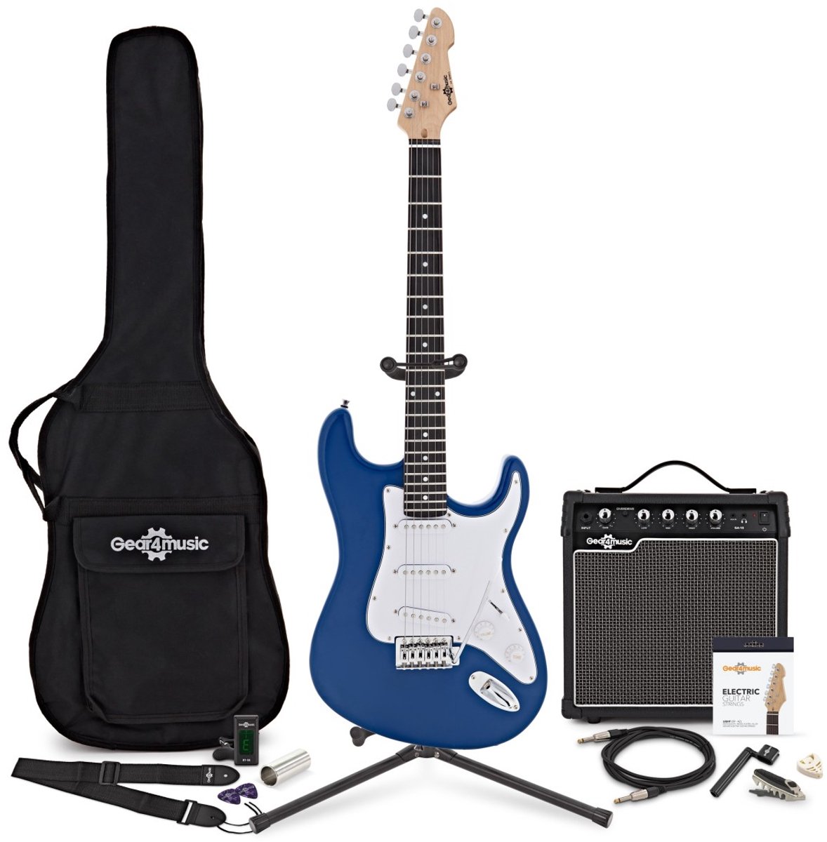 LA Elektrische Gitaar, Blauw, 15W Versterker & Accessoirepakket