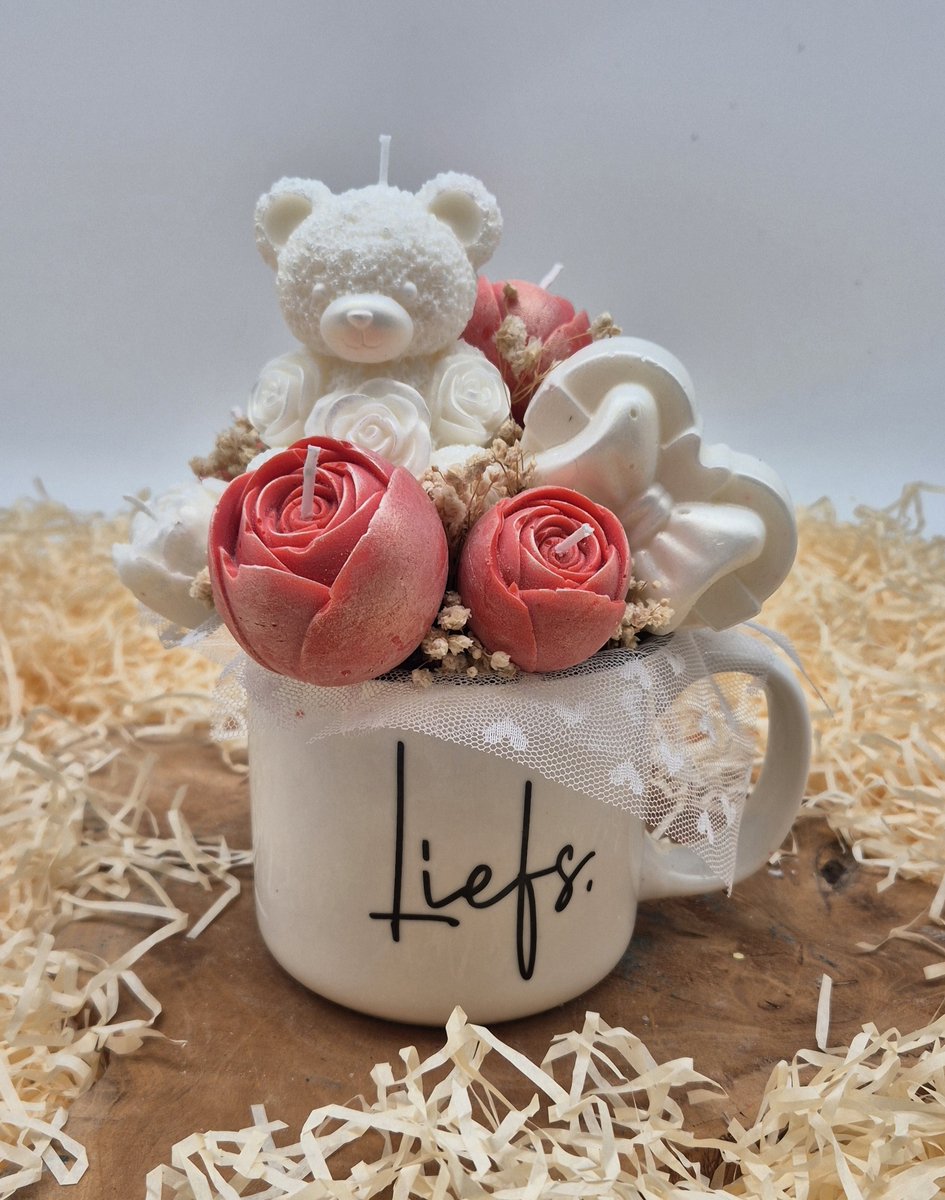 Mug of candles - TT Treasure - Love - Geurkaarsen boeket - Geurkaarsen - Moederdag cadeau - geschenk - Candle bouquet - Moederdag - Mama - Cadeau voor haar - Boeket