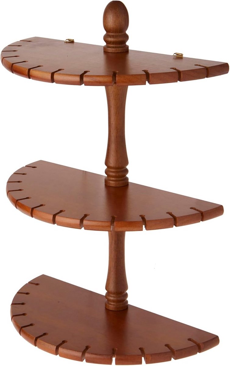 Wandrek voor 36 Spoons - 3 Niveau's - Gebogen Bruin Houten Displaykast