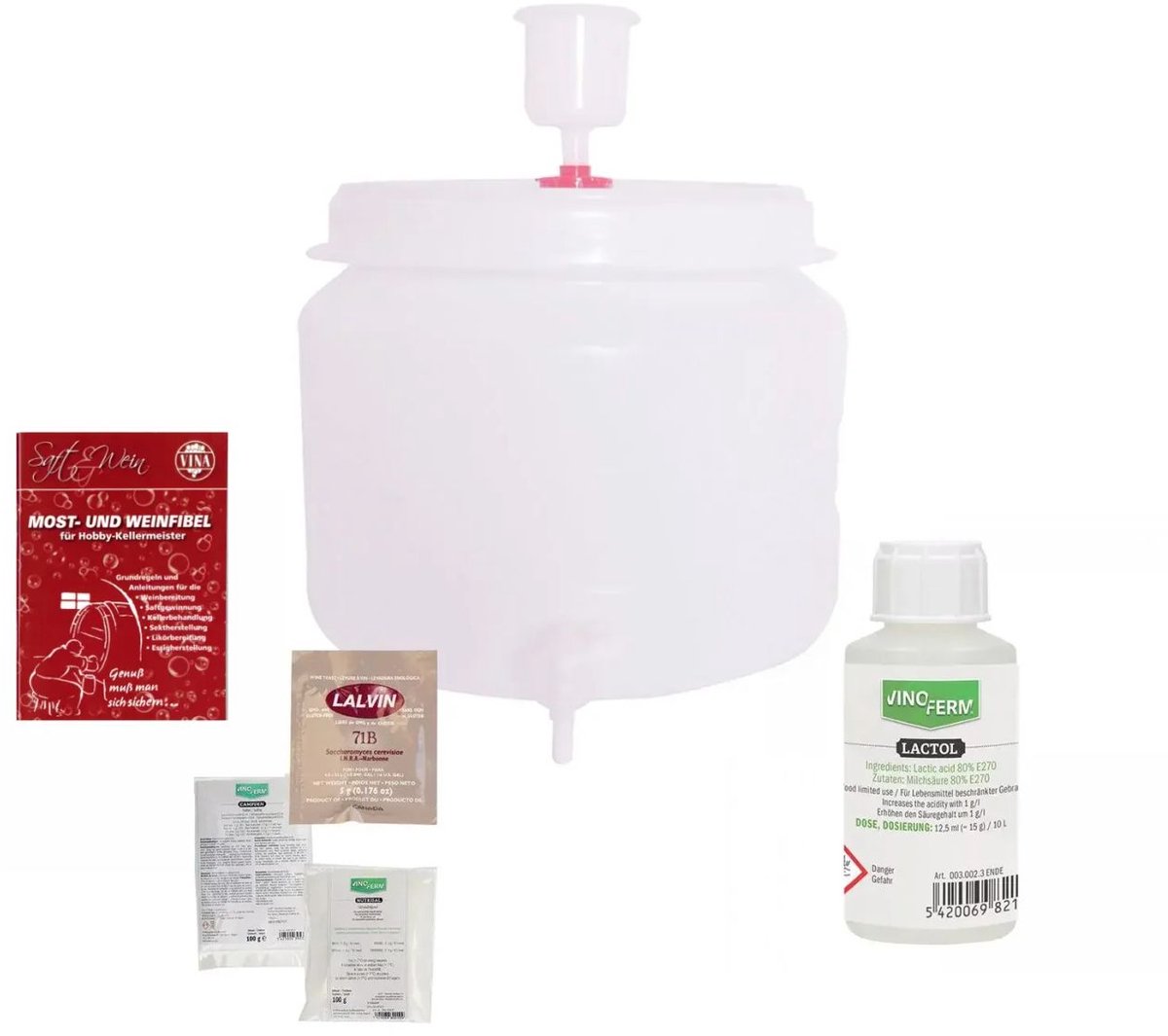 Startset wijnmaken, Startpakket wijn maken, Wijn maken kit - met plastic vat 30L, klein