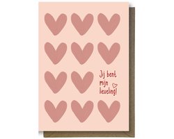 Luxe valentijns Wenskaart - valentijnskaart - Jij bent mijn lieveling - 12x17cm - gevouwen kaart Inclusief gekleurde envelop