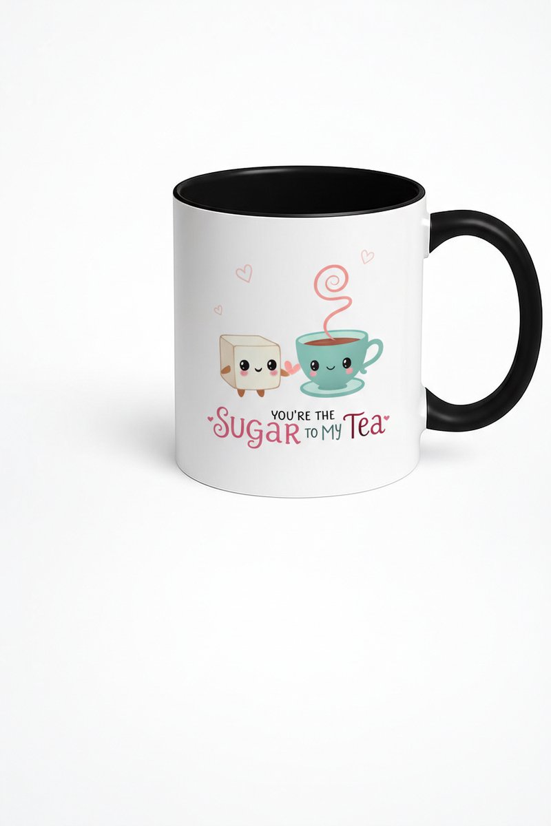 Mok 'You're The Sugar To My Tea' - Romantische Liefdesbeker met Suikerklontje en Theekopje - Perfect Cadeau