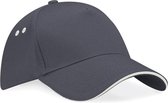 Beechfield Ultimate 5 Panel Cap - Sandwich Peak Graphite Grey/Oyster Grey