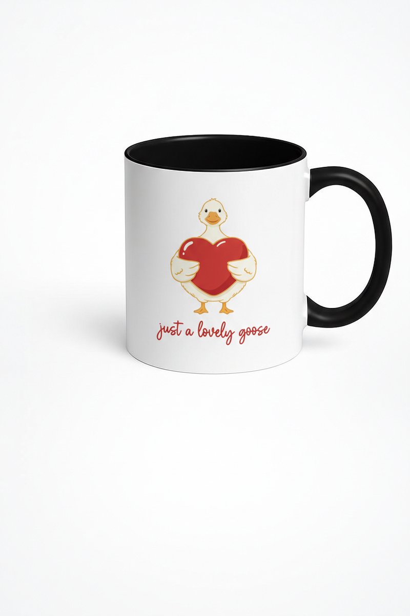 Mok met Schattige Gans en Hart - Just a Lovely Goose - Liefdevol Cadeau