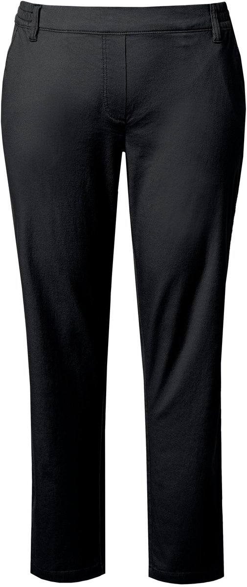 Ulla Popken - Dames - Chino Rena deels elastische tailleband toelopende pijpen - Zwart - Maat 64