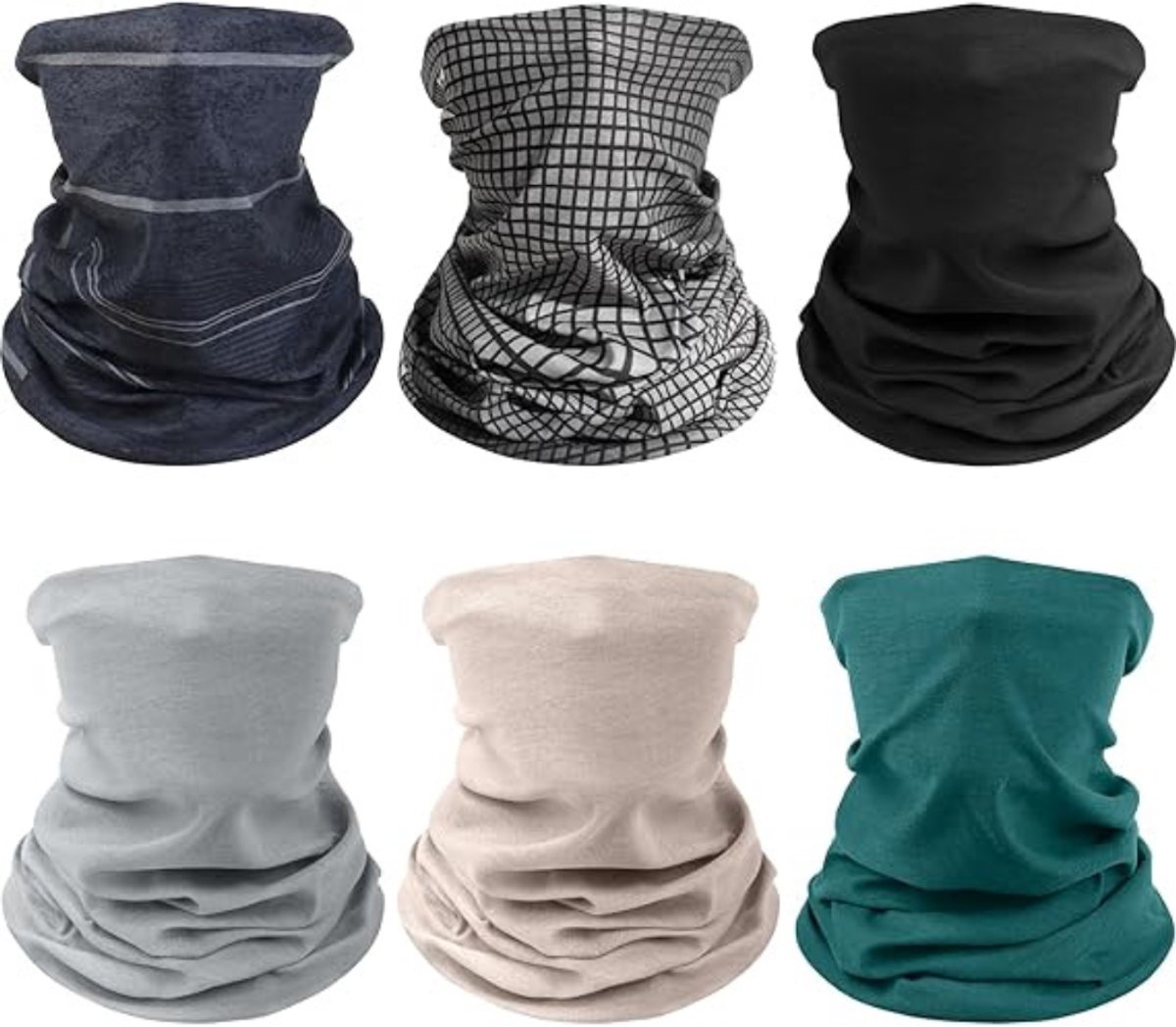 Famanu – Nekwarmer set van 6, multifunctionele halsdoeken, winddicht en naadloos, uniseks