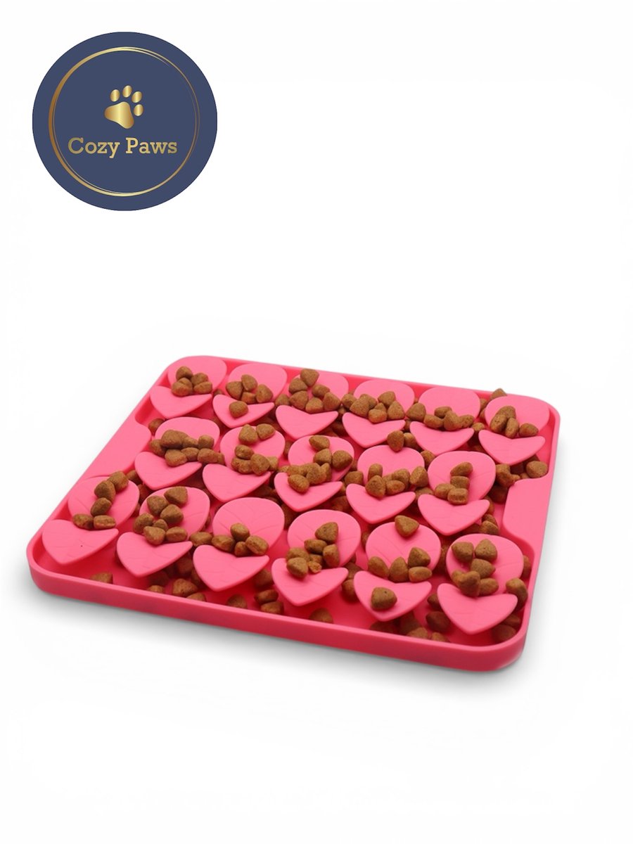 Cozypaws® Likmat & Snuffelmat voor Hond & Kat - Anti Schrokmat - Met Zuignappen - Voor Brokjes & Natvoer - Roze