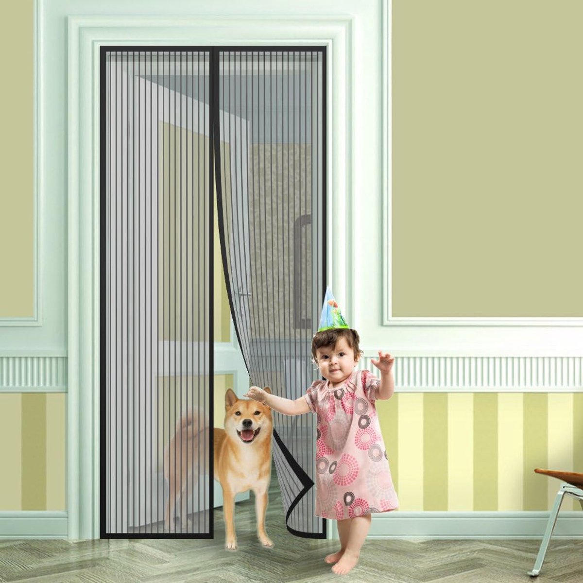 Candala Magnetisch Vliegengordijn, Insectenwerende Balkondeur, Magneet Hordeur voor Terrasdeur Kelderdeur Schuifdeur en Woonkamer, Eenvoudige Zelfklevende Montage Zonder Boren(90x212cm, Zwart)