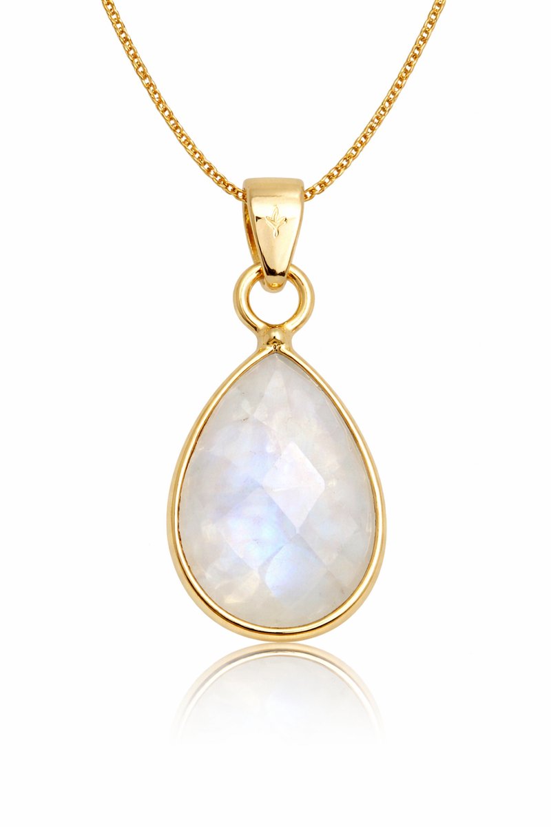 Natuursieraad - 925 sterling zilver goud verguld maansteen ketting - luxe edelsteen sieraad - handgemaakt