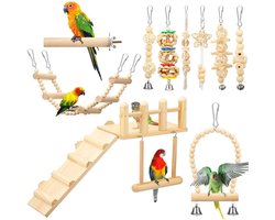Vogelkooi Vogel Speelgoed Set - Vogelschommel - Ladder - Bal met bel - Parkieten Speelgoed - Paragraaf 7