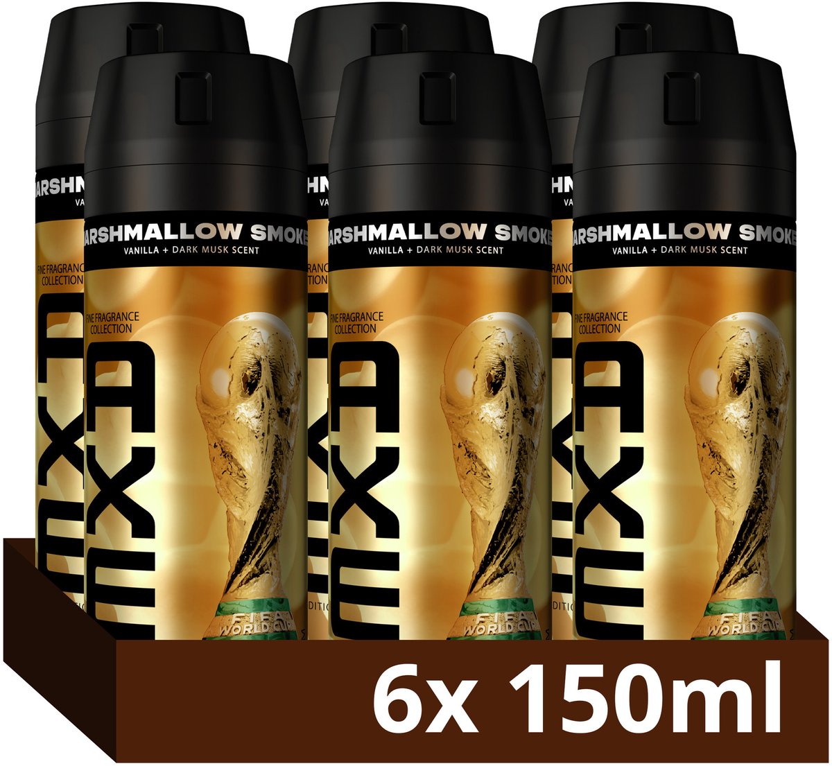 AXE Fine Fragrance Collection Premium Deodorant Bodyspray - Marshmallow Smoke FIFA Limited Edition - verrijkt met essentiële oliën - 6 x 150 ml