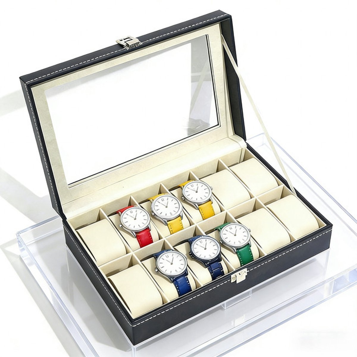 Sieradendoos - Horloge doos - Sieradendoos voor volwassenen - Horlogedoos heren - 1-laags plankje passen 12 horloges