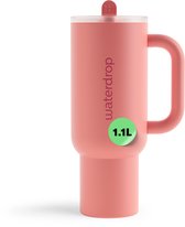 Waterdrop® Explorer Thermo Drinkbeker 1,1 L - 12 uur koud - Drinkbeker met rietje, handvat en lekvrij deksel - Perfect voor ijskoude dranken- zachtroze - Drinkfles - Waterfles