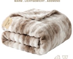 NAKA Home Luxe Zachte Fleece Plaid - Fleece Deken - Imitatiebont - Warm - Ademend en lichtgewicht voor Bank, Slaapkamer & Woonkamer - 200 x 150 cm
