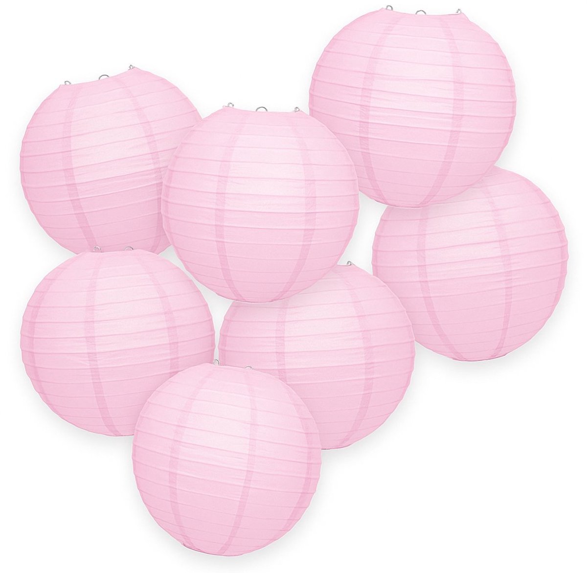 7-set LMPN® papieren lampionnen - lichtroze - 25cm - lichtroze lampion